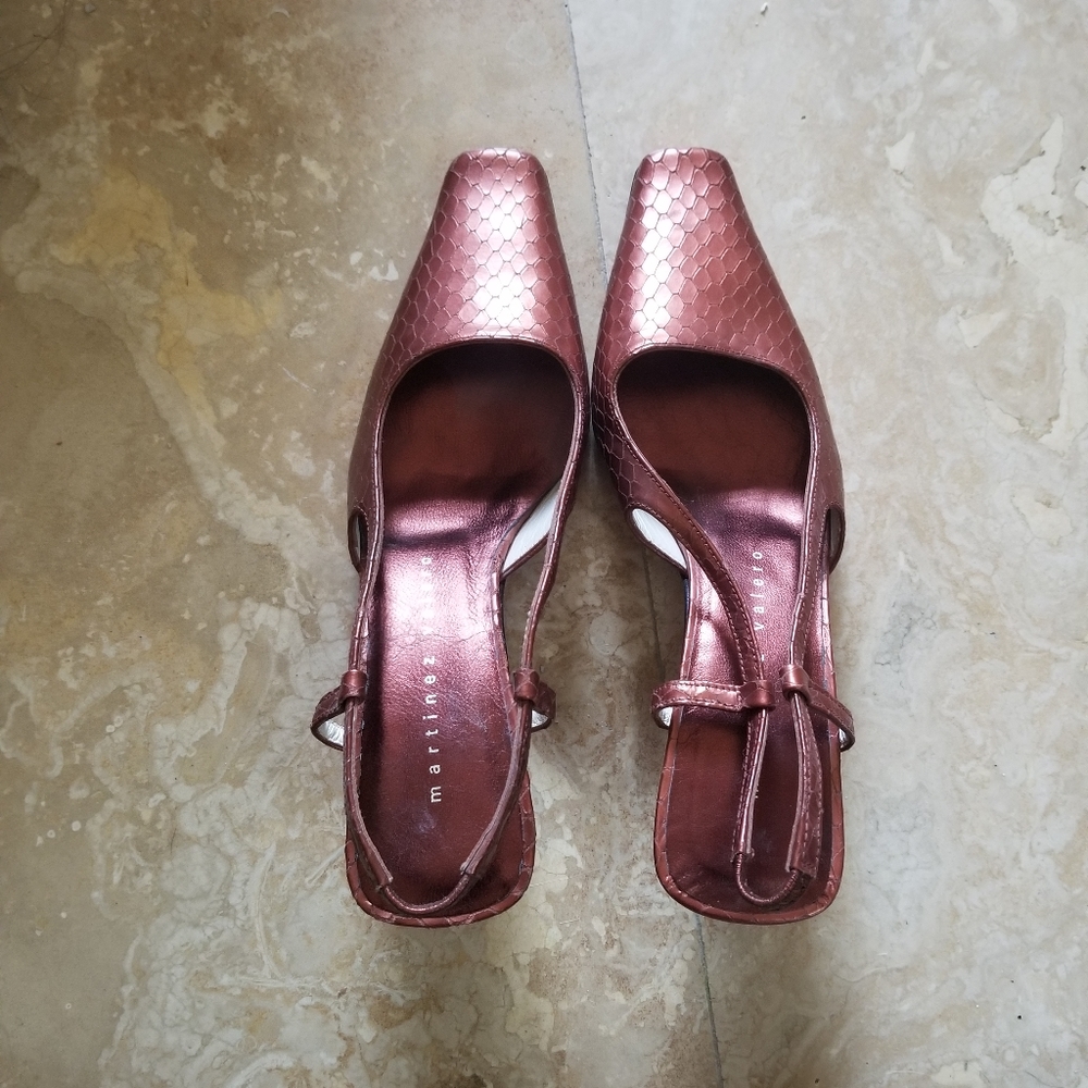 NEW Martinez Valero Copper Snake Skin Shoe
